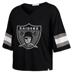 Las Vegas Raiders '47 Women's Double Header Scout Cropped V-Neck T-Shirt - Black sale