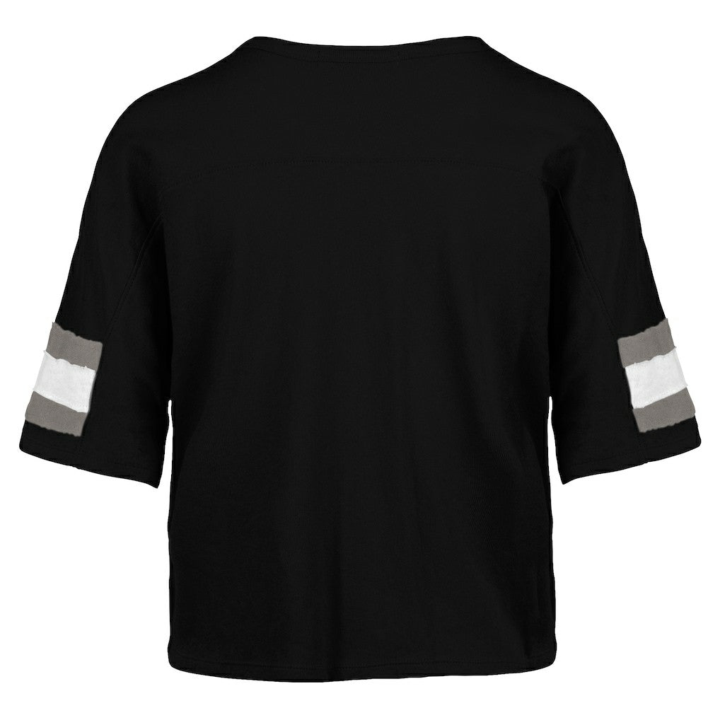 Las Vegas Raiders '47 Women's Double Header Scout Cropped V-Neck T-Shirt - Black sale