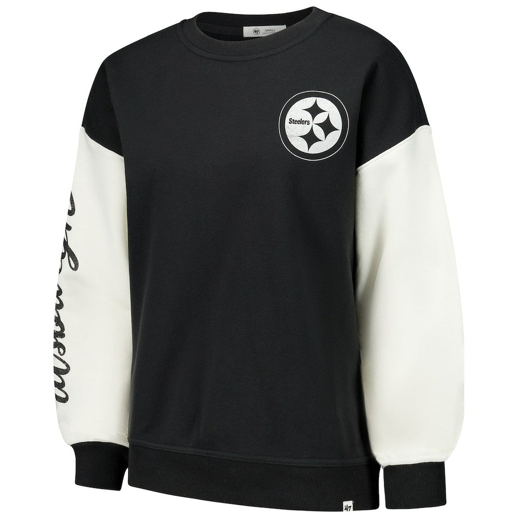 Pittsburgh Steelers '47 Women's Double Header Rise Andie Pullover Sweatshirt - Black on sale