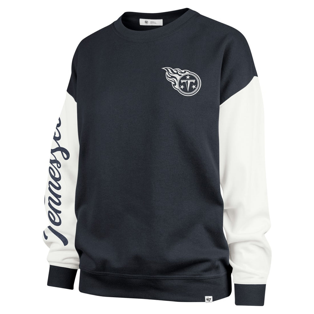 Tennessee Titans '47 Women's Double Header Rise Andie Pullover Sweatshirt - Navy sale