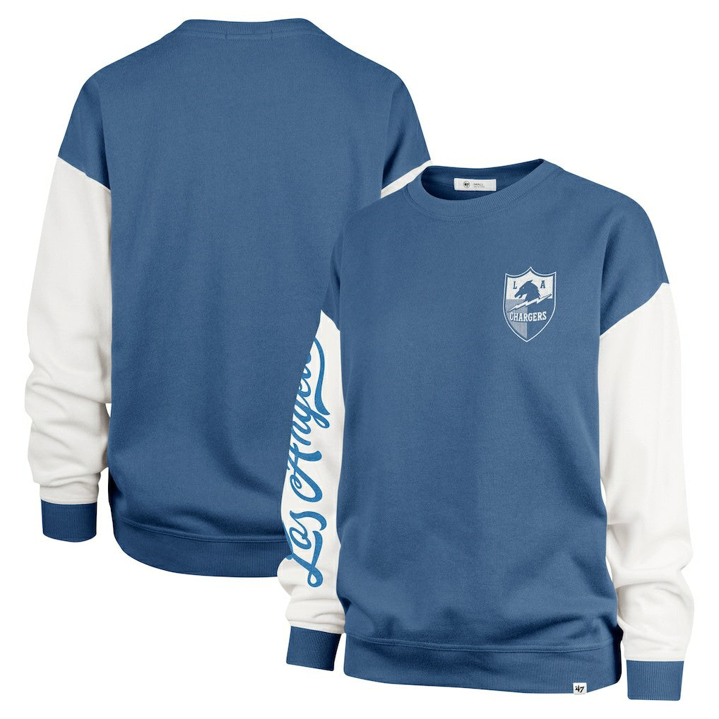 Los Angeles Chargers '47 Women's Double Header Rise Andie Pullover Sweatshirt - Powder Blue on sale