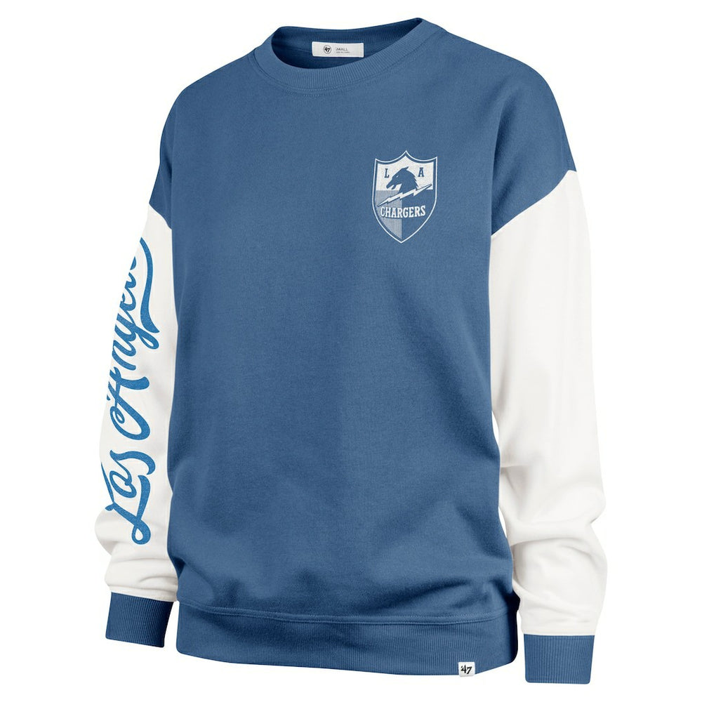 Los Angeles Chargers '47 Women's Double Header Rise Andie Pullover Sweatshirt - Powder Blue on sale