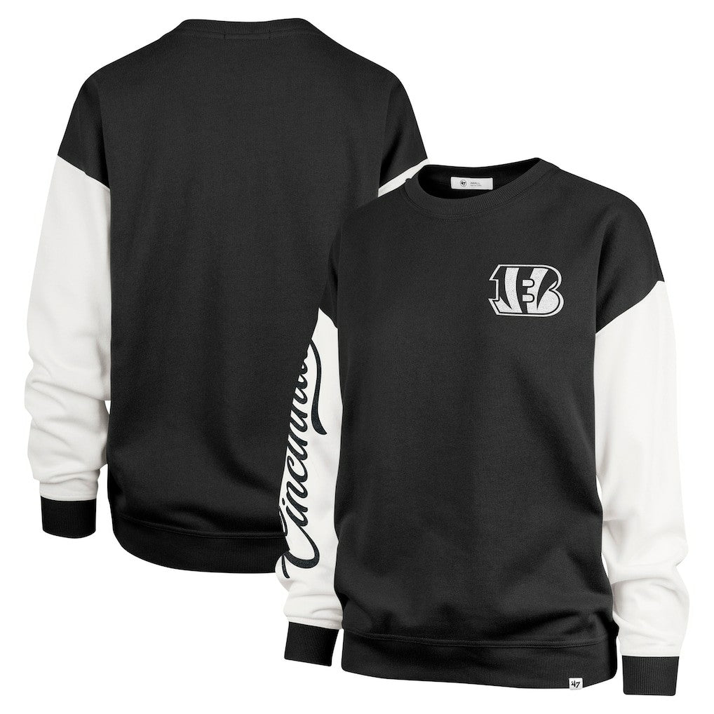 Cincinnati Bengals '47 Women's Double Header Rise Andie Pullover Sweatshirt - Black on sale
