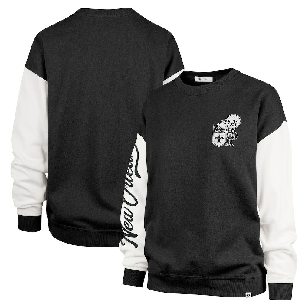 New Orleans Saints '47 Women's Double Header Rise Andie Pullover Sweatshirt - Black online