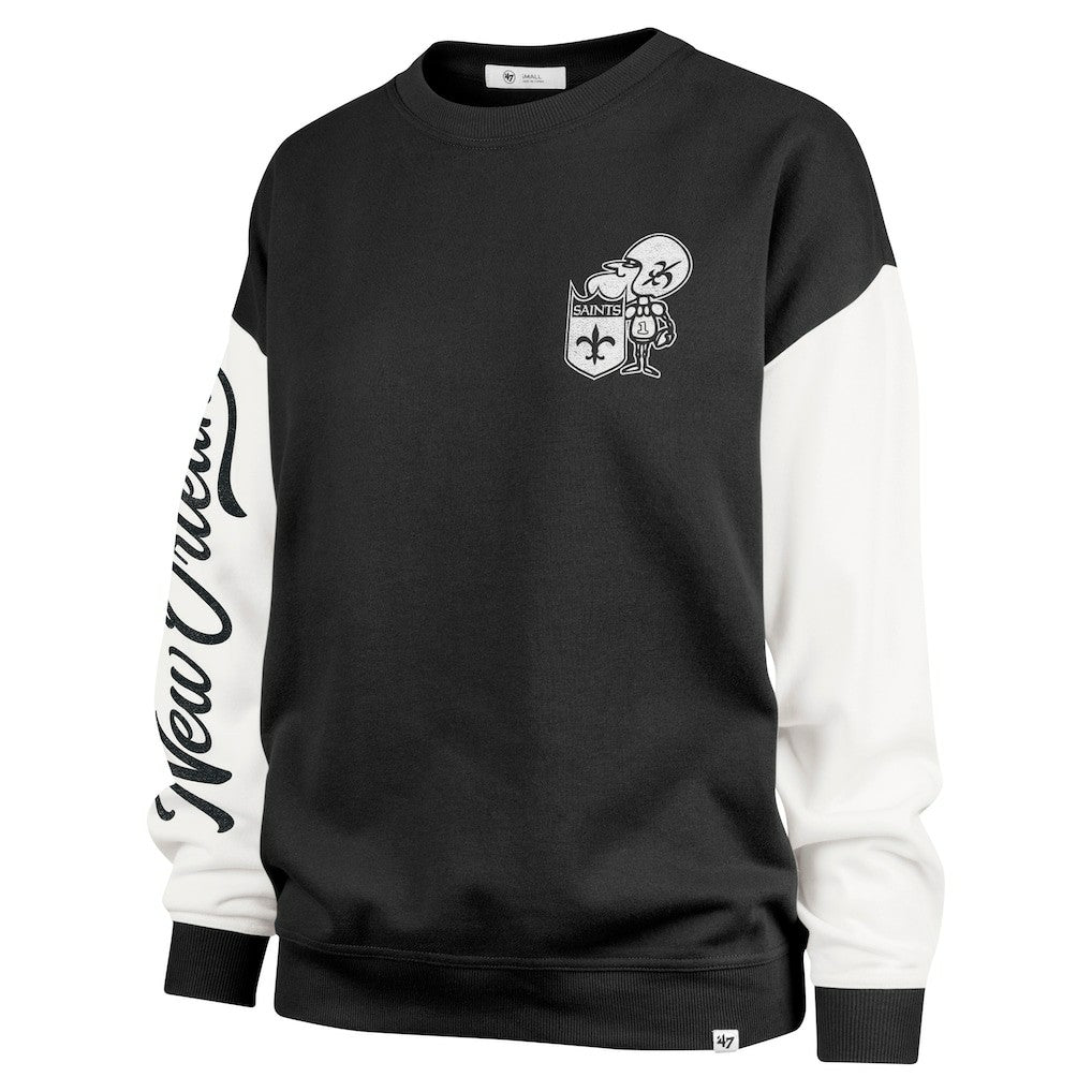 New Orleans Saints '47 Women's Double Header Rise Andie Pullover Sweatshirt - Black online