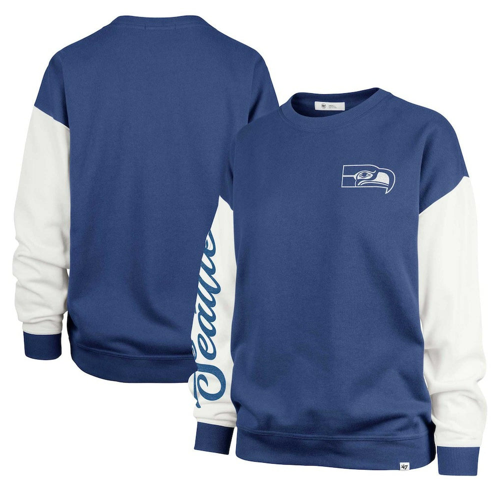 Seattle Seahawks '47 Women's Double Header Rise Andie Pullover Sweatshirt - College Navy online