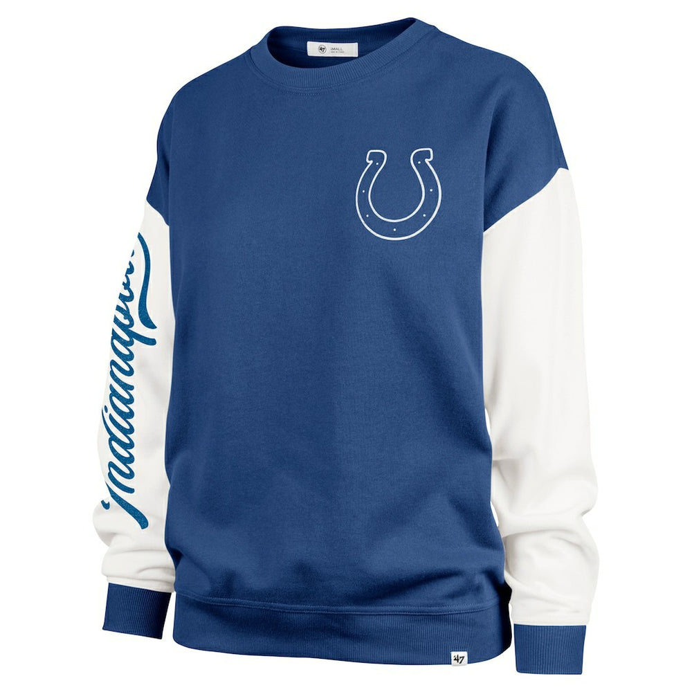Indianapolis Colts '47 Women's Double Header Rise Andie Pullover Sweatshirt - Royal on sale
