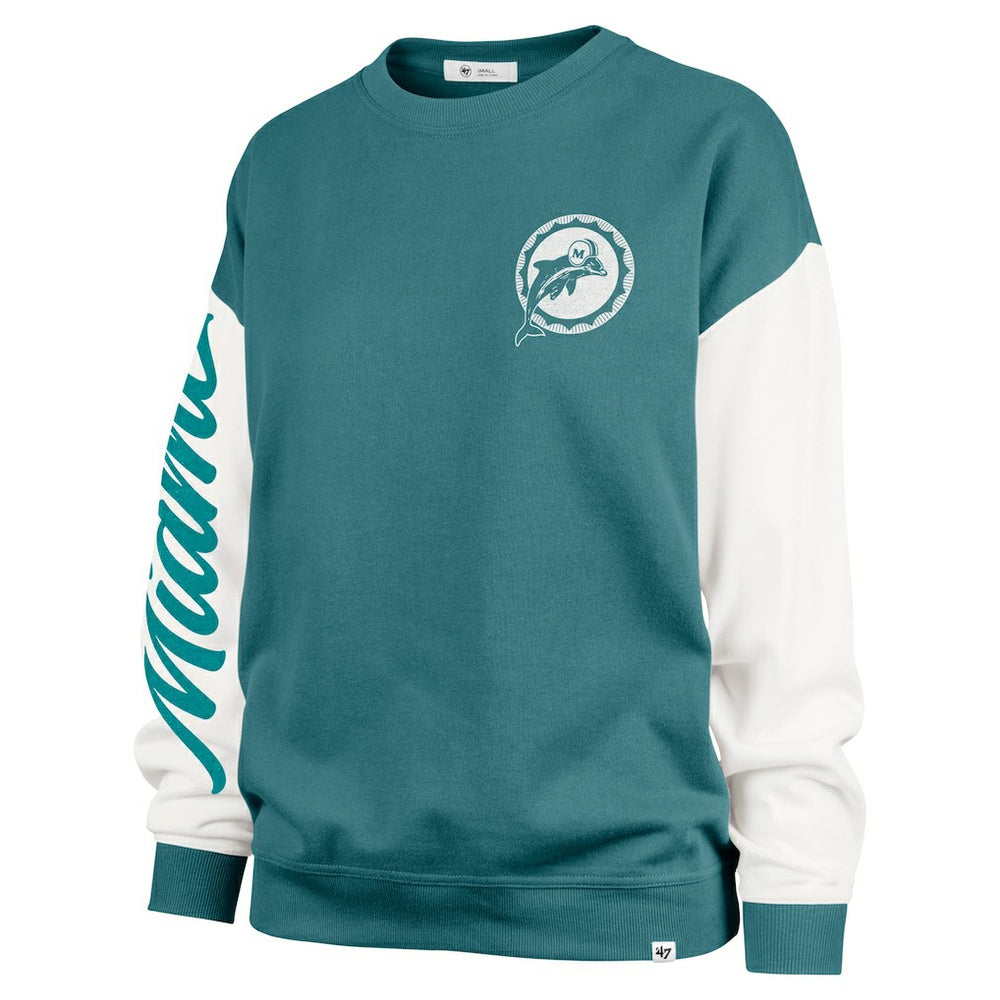Miami Dolphins '47 Women's Double Header Rise Andie Pullover Sweatshirt - Aqua outlet