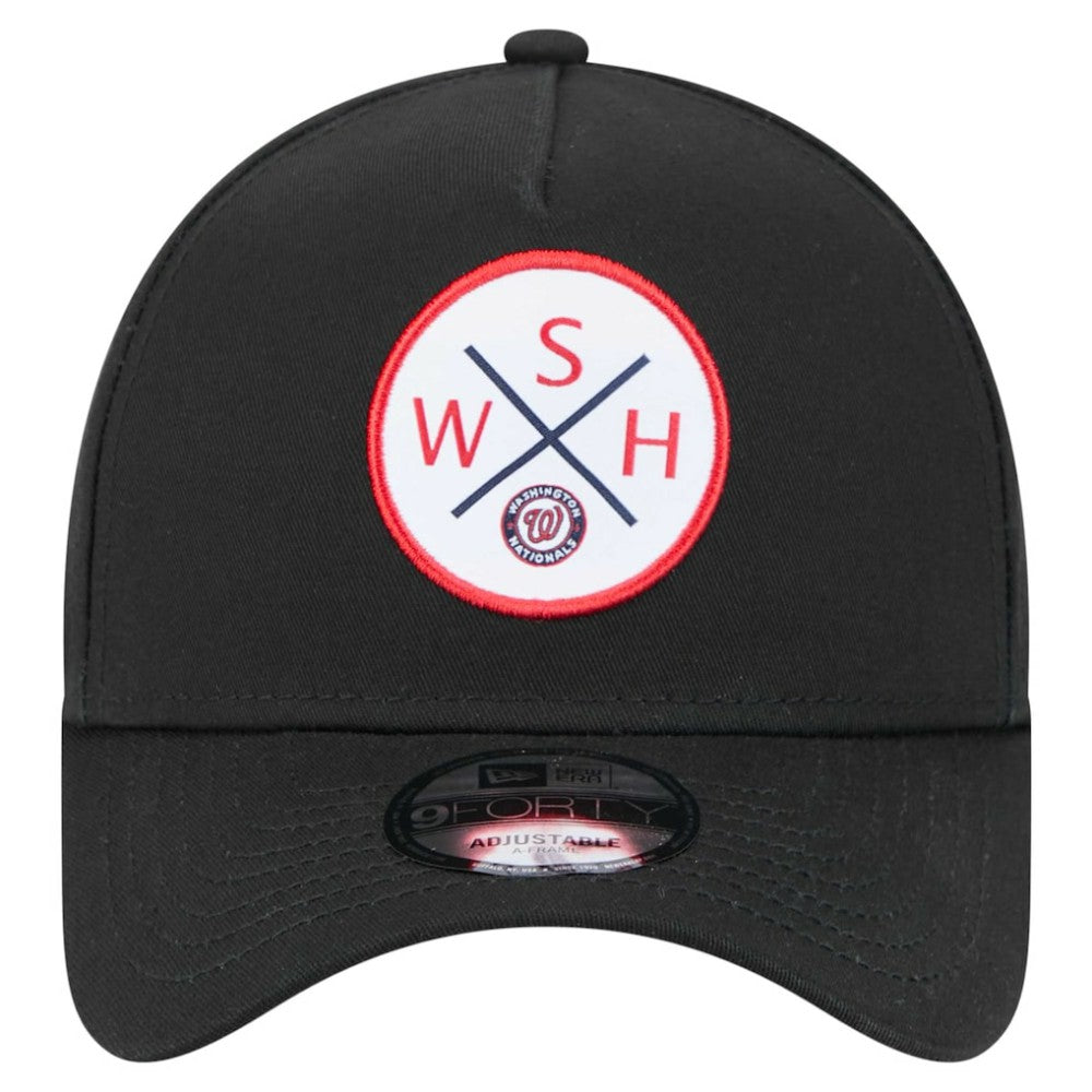 Washington Nationals 9FORTY A-Frame Adjustable Hat - Black | New Era