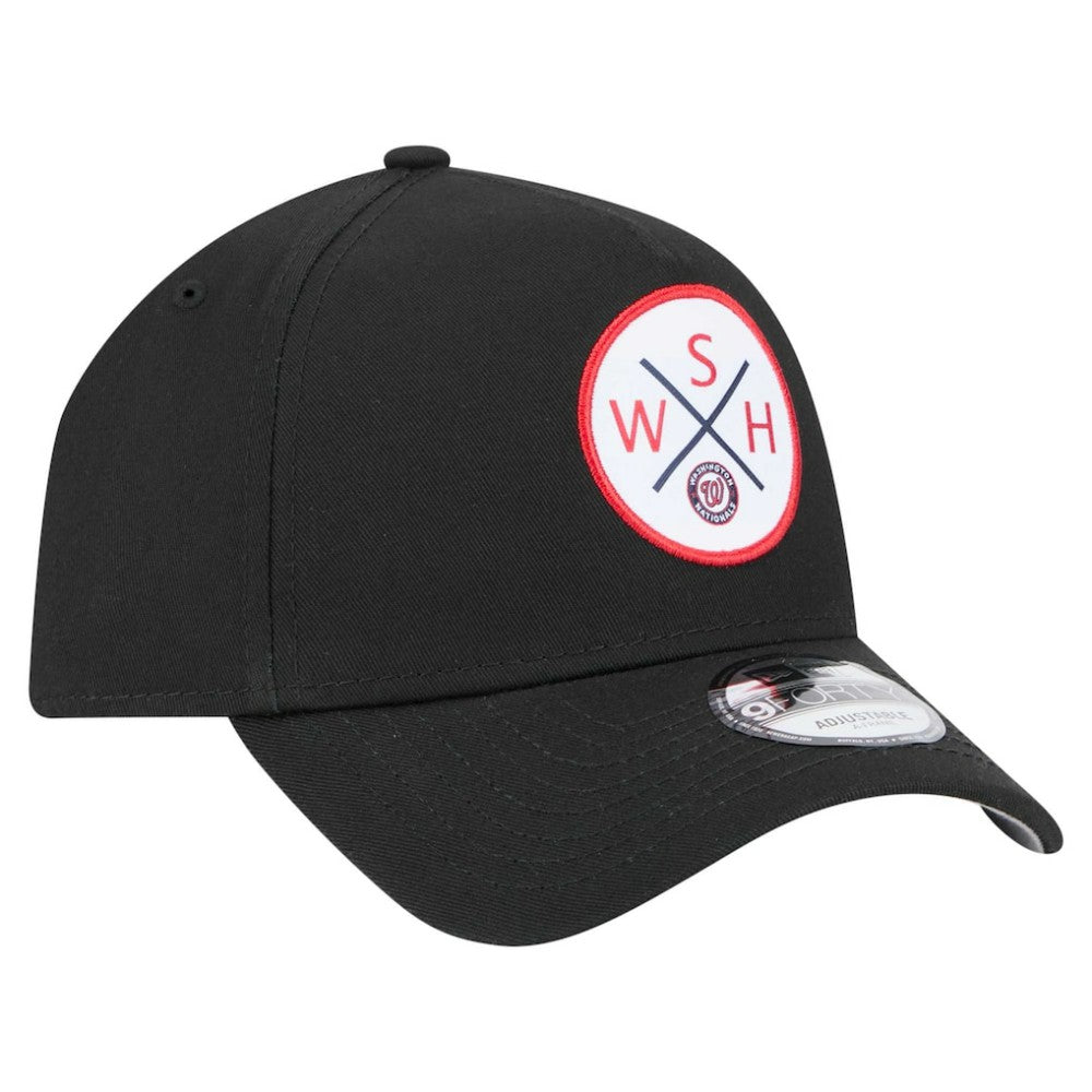 Washington Nationals 9FORTY A-Frame Adjustable Hat - Black | New Era