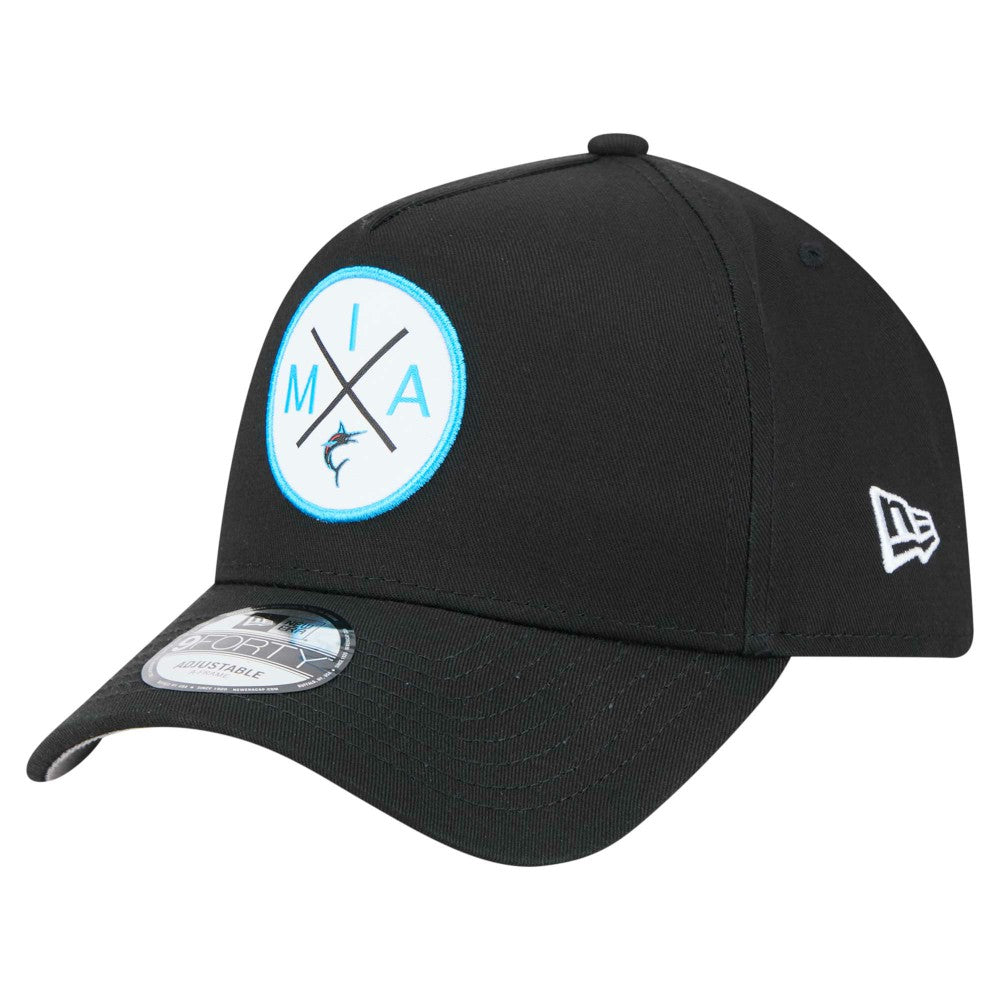 Miami Marlins 9FORTY A-Frame Adjustable Hat - Black | New Era