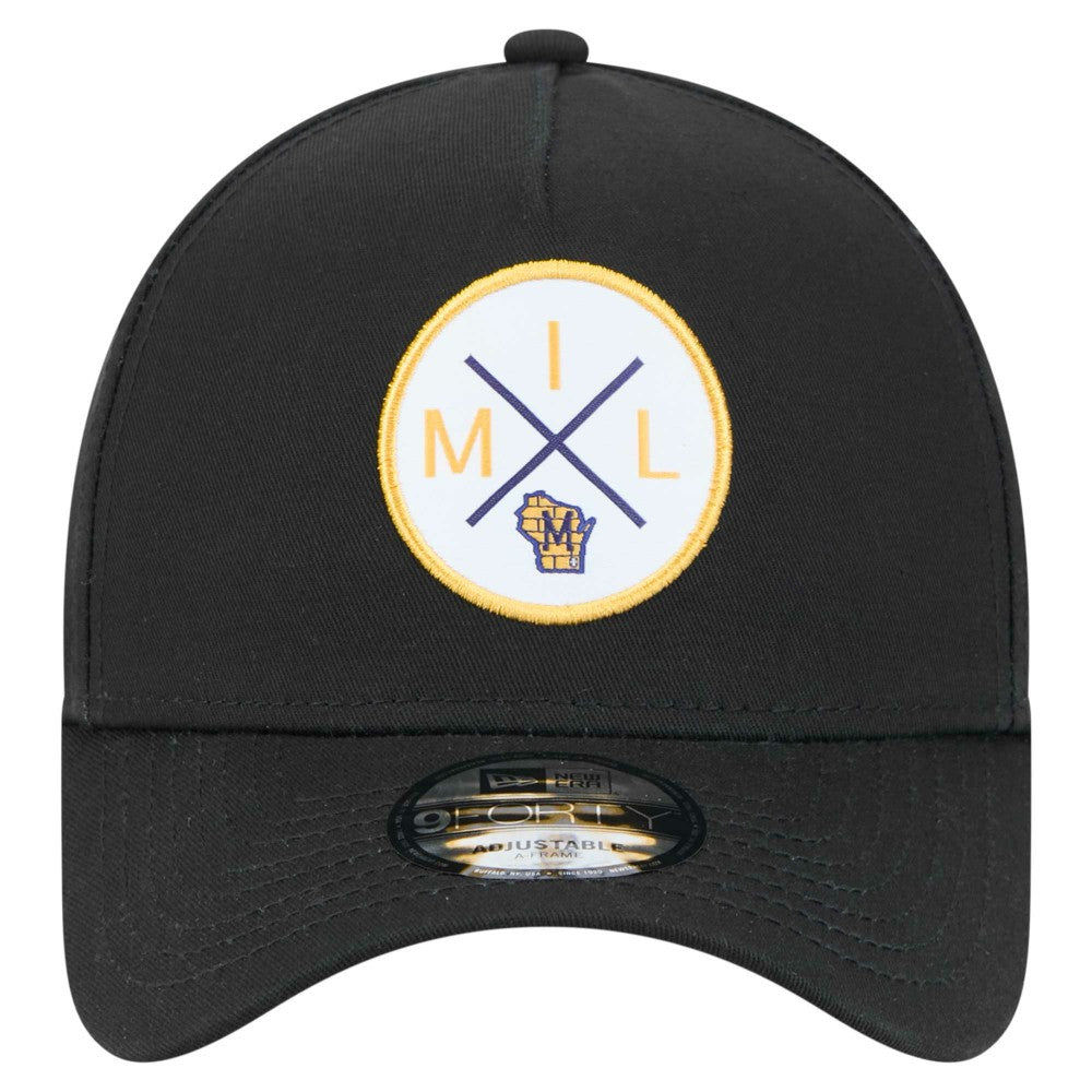 Milwaukee Brewers 9FORTY A-Frame Adjustable Hat - Black | New Era