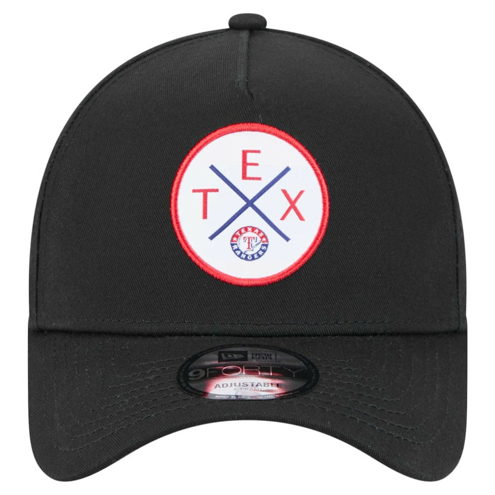 Texas Rangers 9FORTY A-Frame Adjustable Hat - Black | New Era
