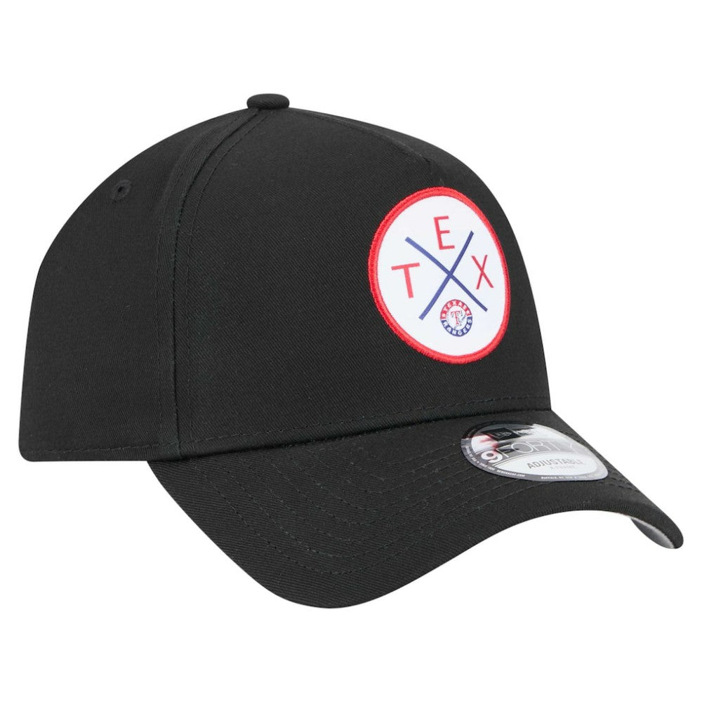 Texas Rangers 9FORTY A-Frame Adjustable Hat - Black | New Era
