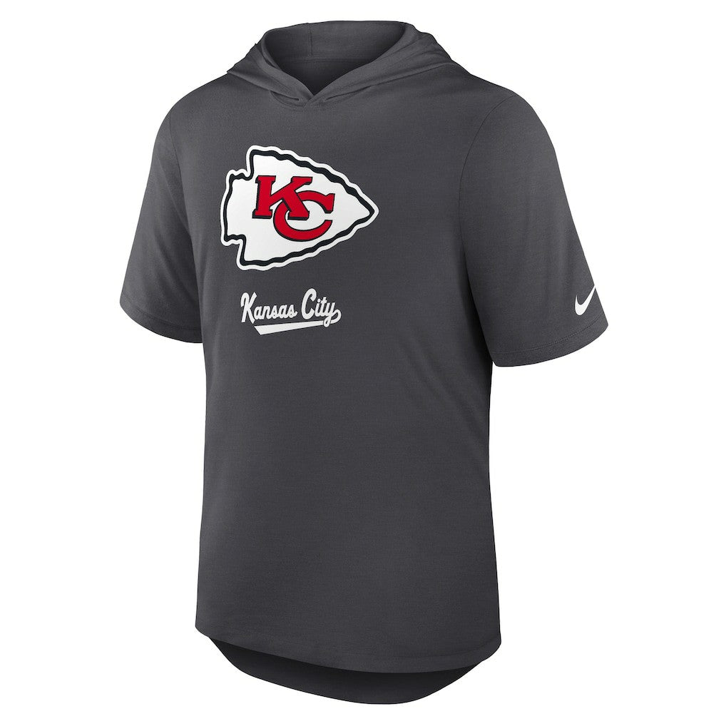 Kansas City Chiefs Tri-Blend Performance Hoodie T-Shirt - Anthracite | Nike for sale