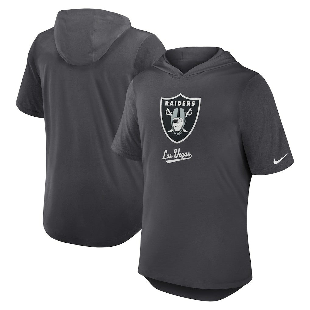 Las Vegas Raiders Tri-Blend Performance Hoodie T-Shirt - Anthracite | Nike outlet