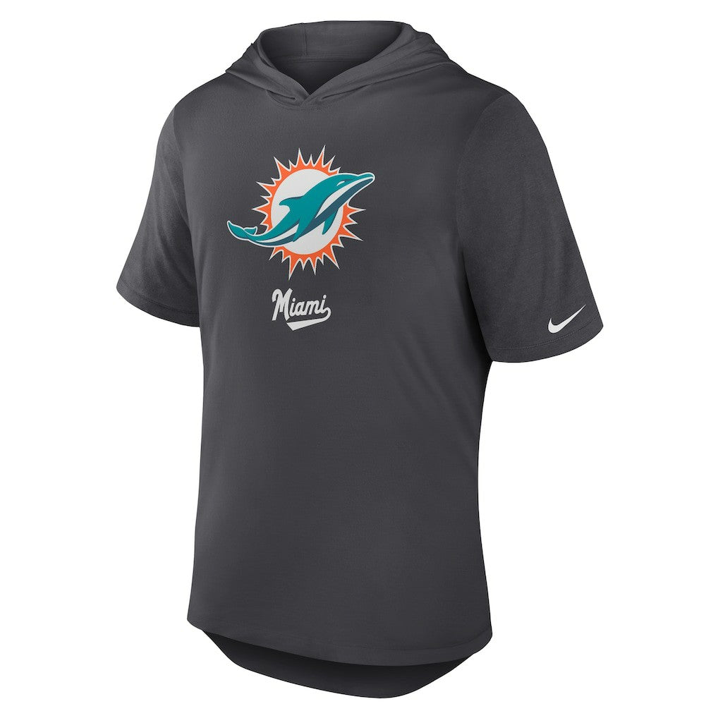 Miami Dolphins Tri-Blend Performance Hoodie T-Shirt - Anthracite | Nike discount