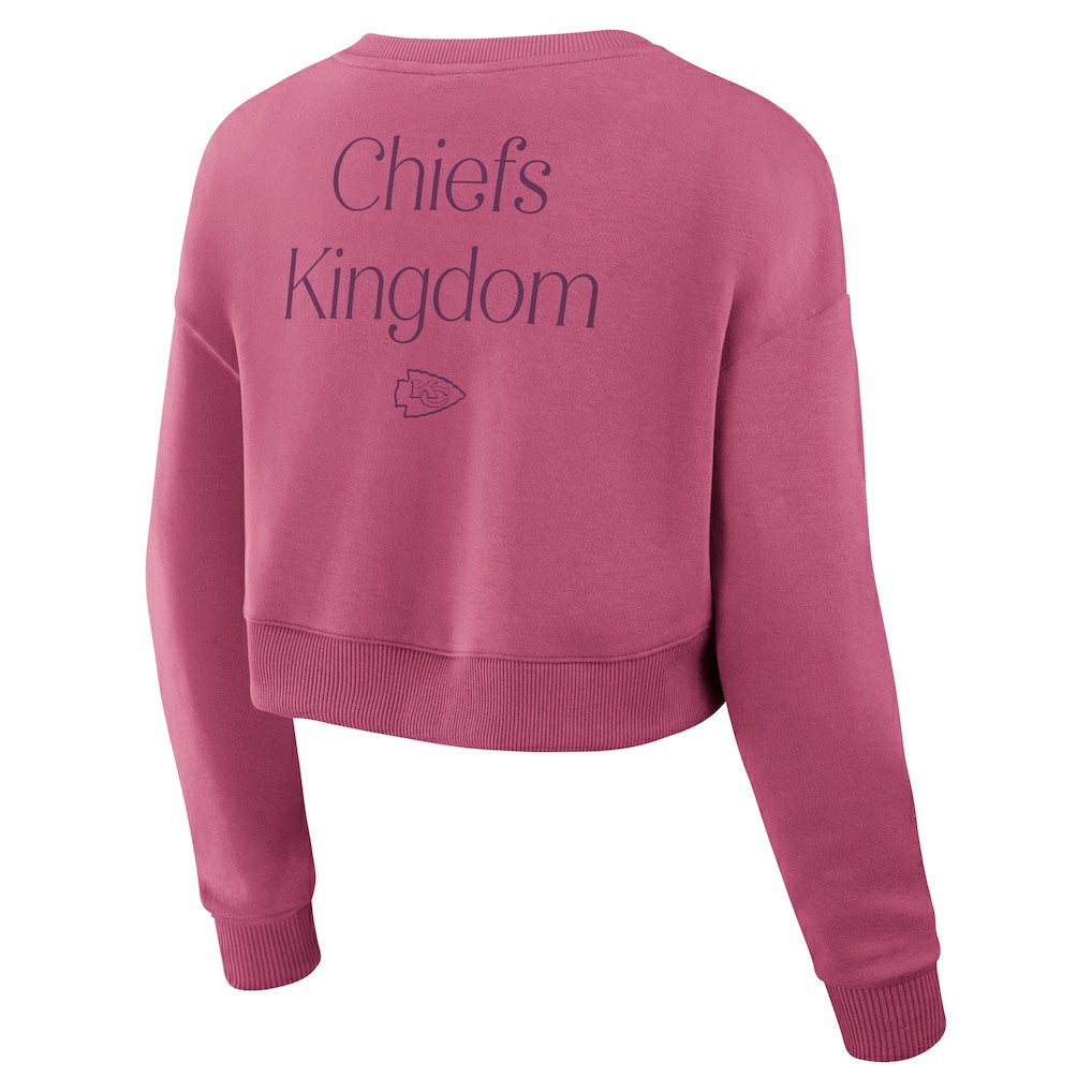 Kansas City Chiefs Women's Studio Tri-Blend Cropped Pullover Sweatshirt - Pink cheap