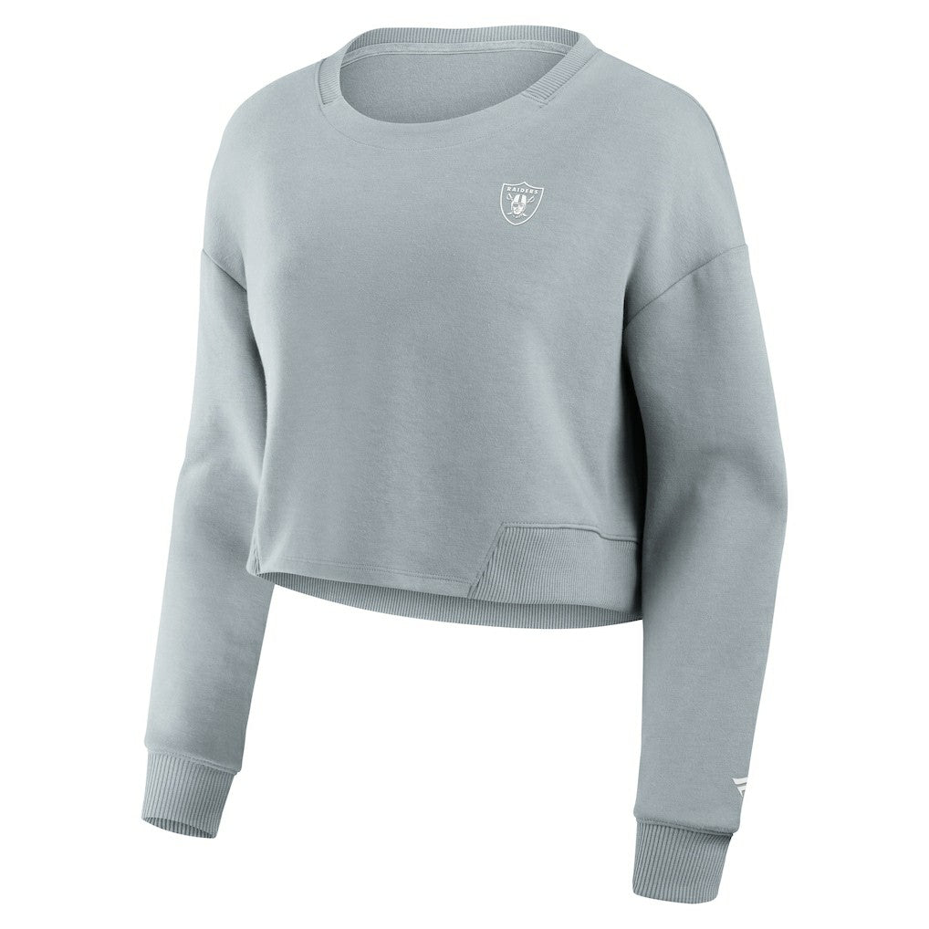 Las Vegas Raiders Women's Studio Tri-Blend Cropped Pullover Sweatshirt - Gray for sale