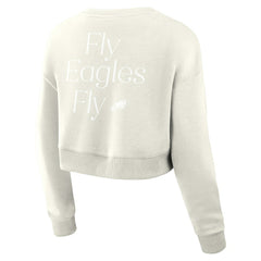 Philadelphia Eagles Women's Studio Tri-Blend Cropped Pullover Sweatshirt - Cream discount