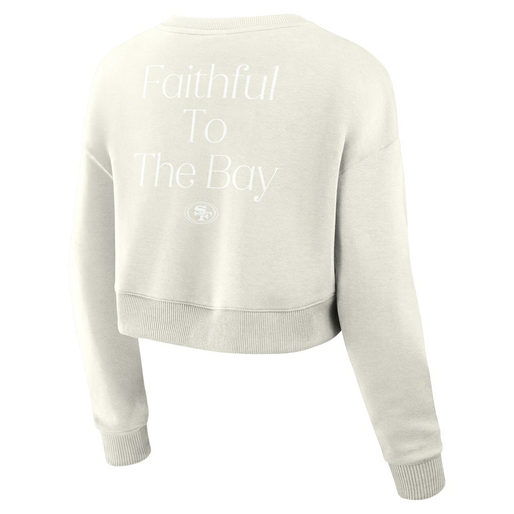 San Francisco 49ers Women's Studio Tri-Blend Cropped Pullover Sweatshirt - Cream outlet