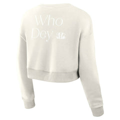 Cincinnati Bengals Women's Studio Tri-Blend Cropped Pullover Sweatshirt - Cream outlet