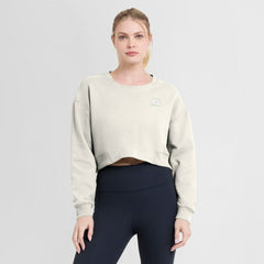 Cincinnati Bengals Women's Studio Tri-Blend Cropped Pullover Sweatshirt - Cream outlet