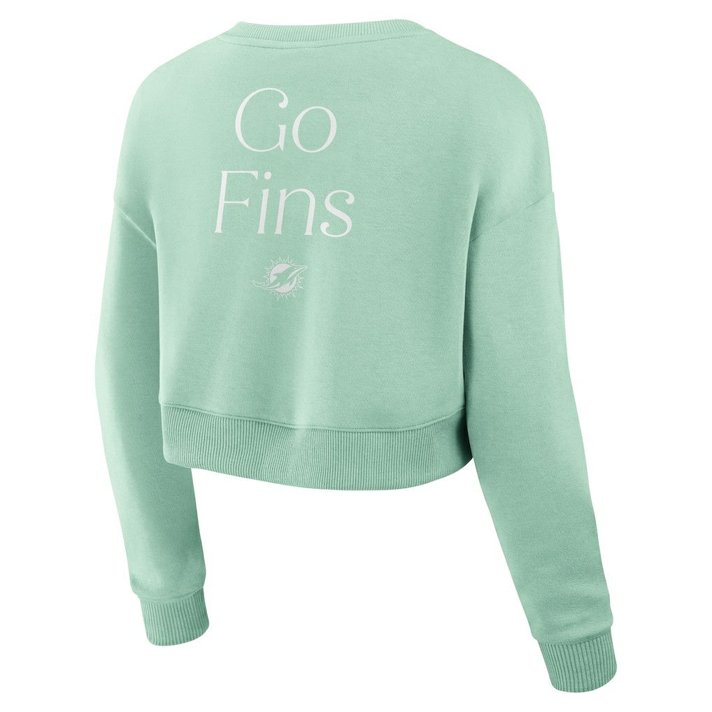 Miami Dolphins Women's Studio Tri-Blend Cropped Pullover Sweatshirt - Mint outlet