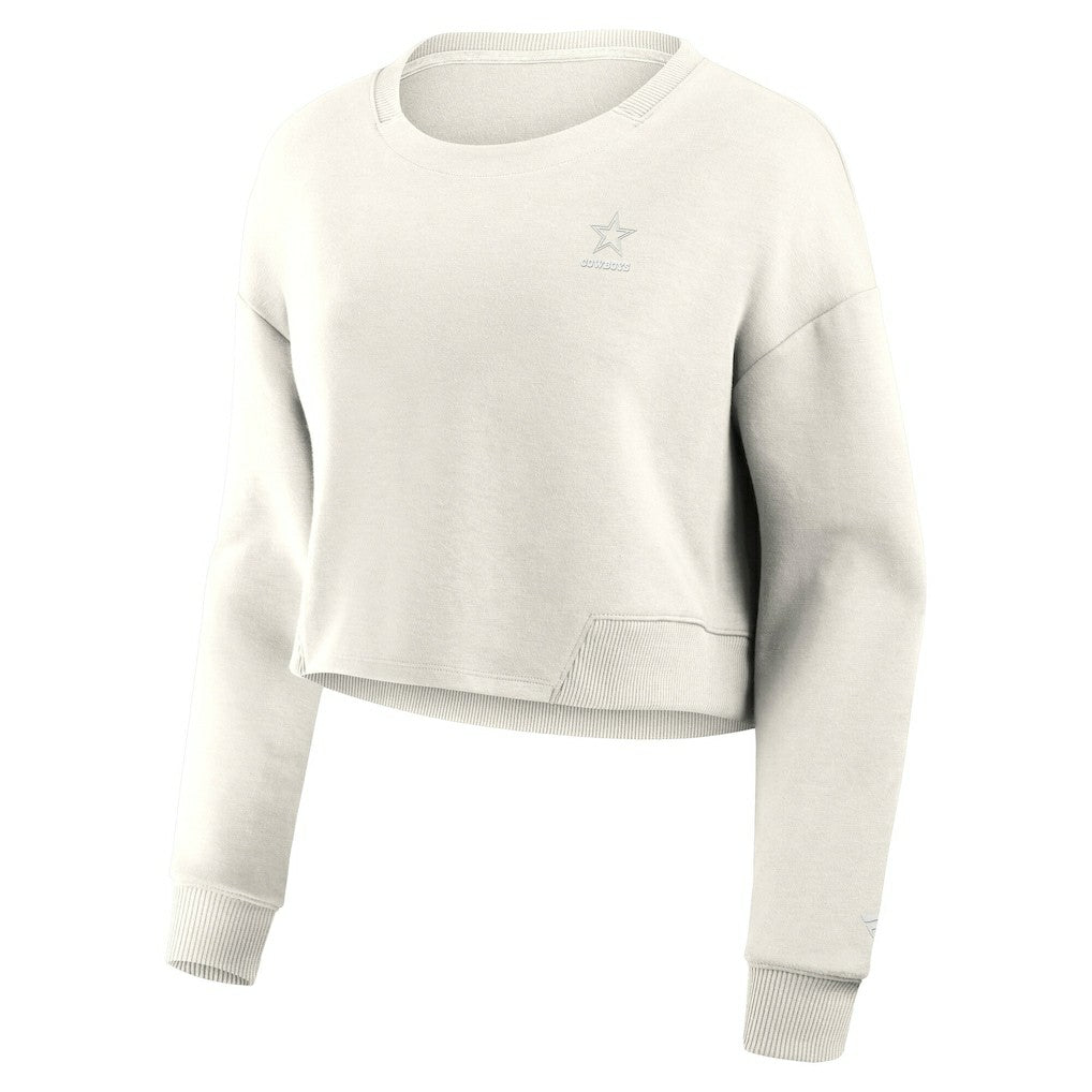 Dallas Cowboys Women's Studio Tri-Blend Cropped Pullover Sweatshirt - Cream discount