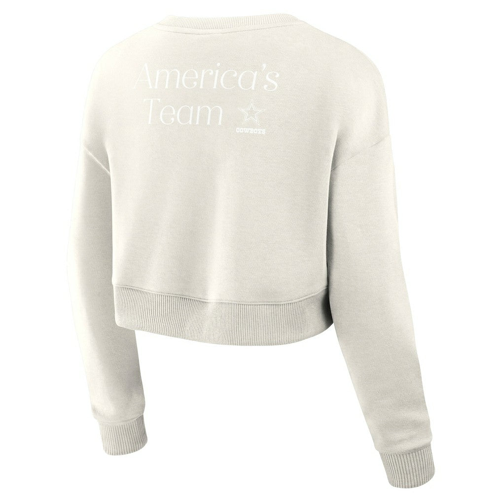 Dallas Cowboys Women's Studio Tri-Blend Cropped Pullover Sweatshirt - Cream discount