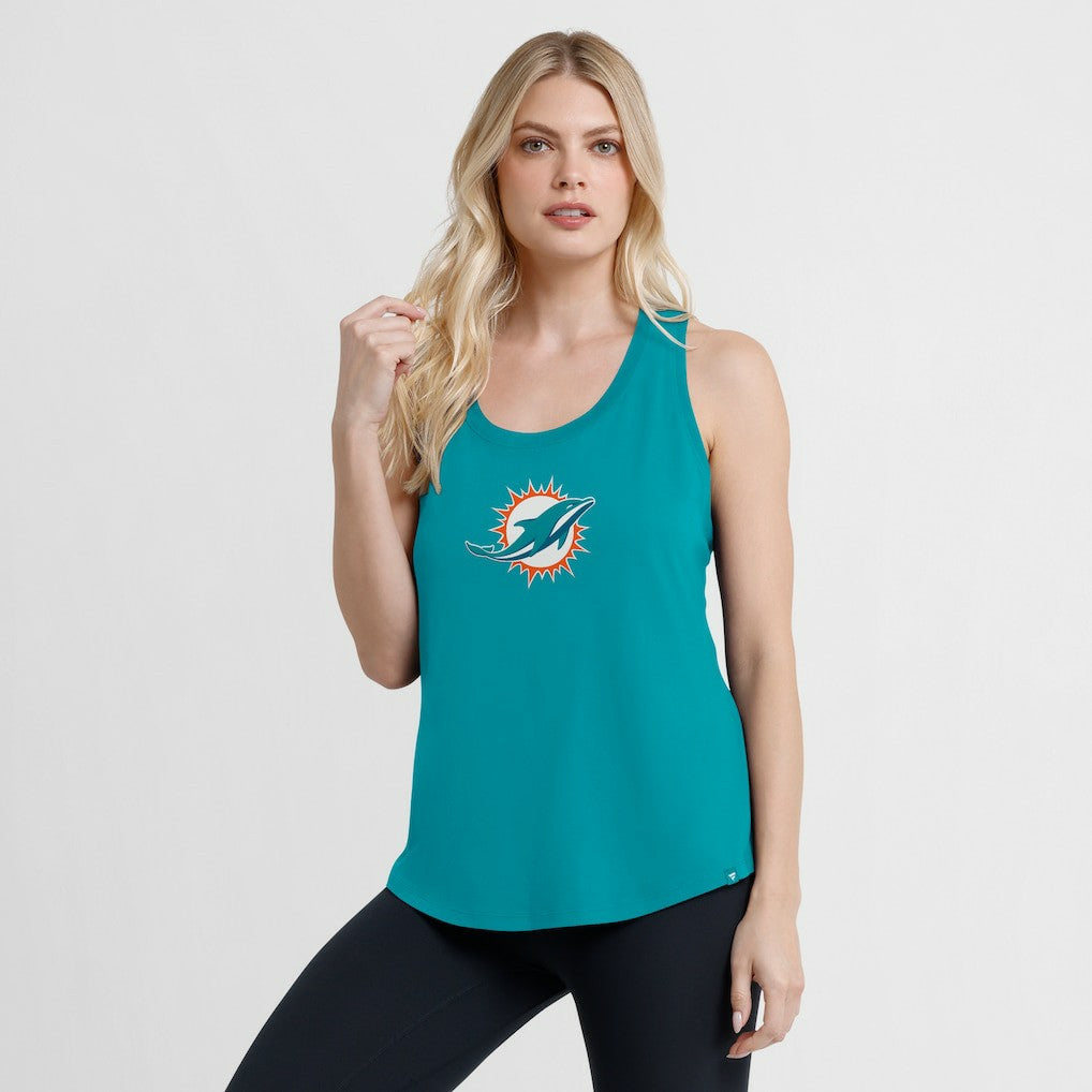 Miami Dolphins Women's Iron Fan Tank Top - Aqua on sale