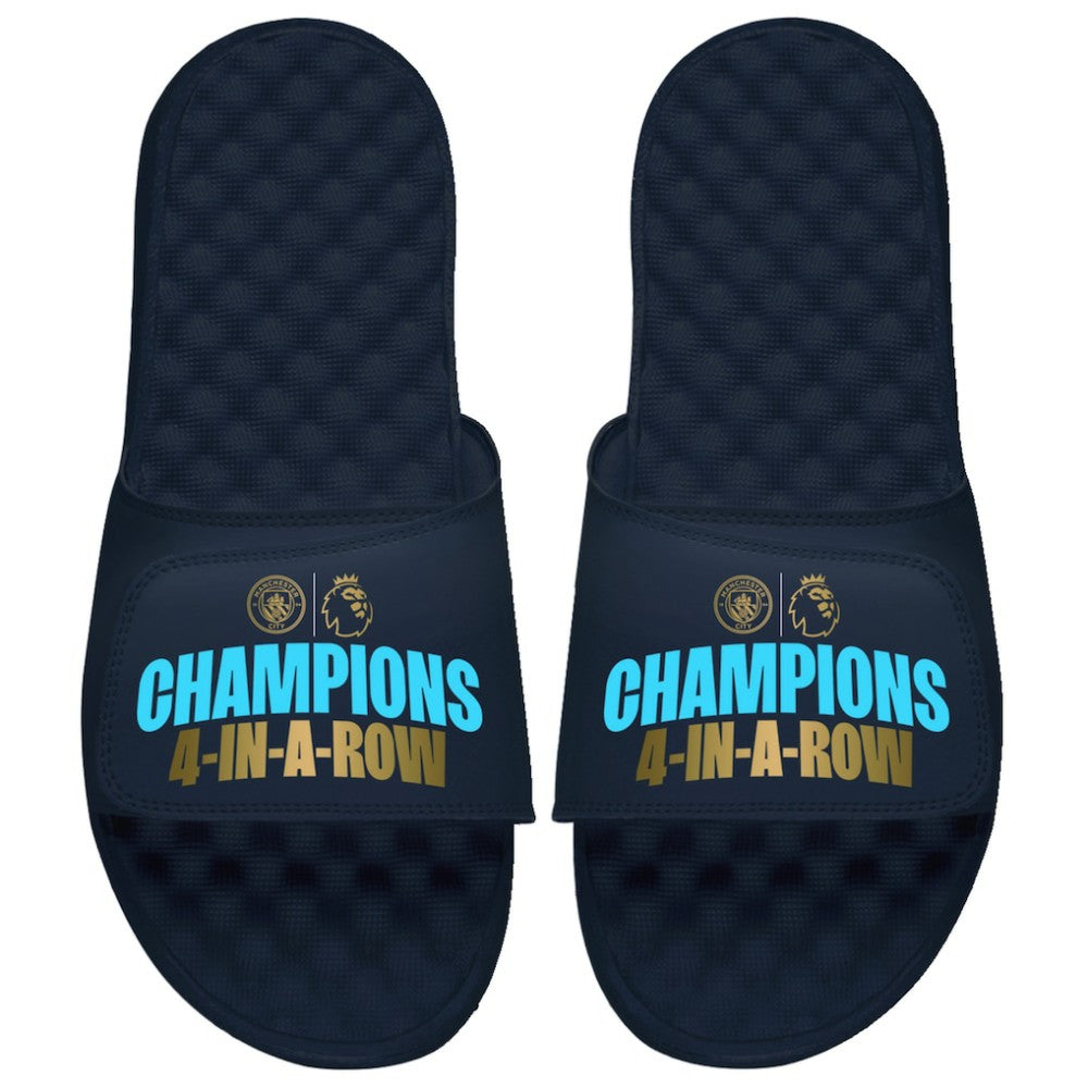 Manchester City ISlide Youth Four-Time Consecutive Premier League Champions Slide Sandals - Navy for sale