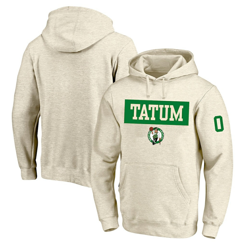 Jayson Tatum Boston Celtics Profile Big & Tall Player Double Face Tri-Blend Pullover Hoodie - Cream for sale