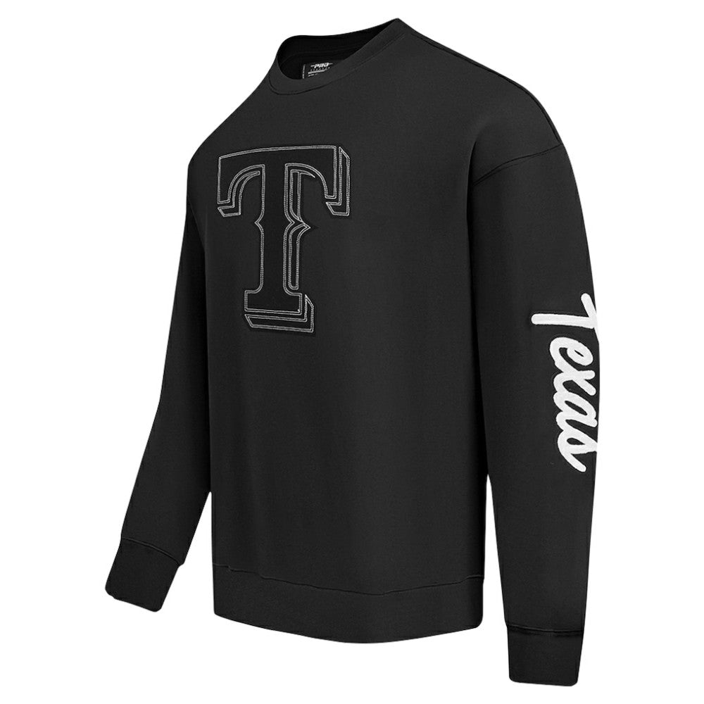 Texas Rangers Pro Standard Paint The City Dropped Shoulder Pullover Sweatshirt - Black