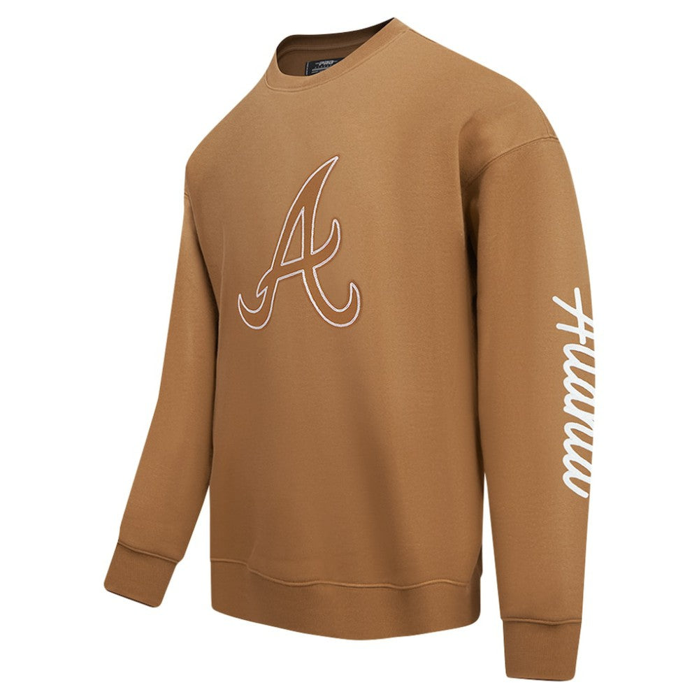 Atlanta Braves Pro Standard Paint The City Dropped Shoulder Pullover Sweatshirt - Brown