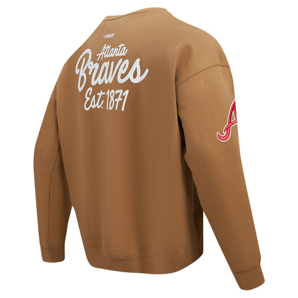 Atlanta Braves Pro Standard Paint The City Dropped Shoulder Pullover Sweatshirt - Brown