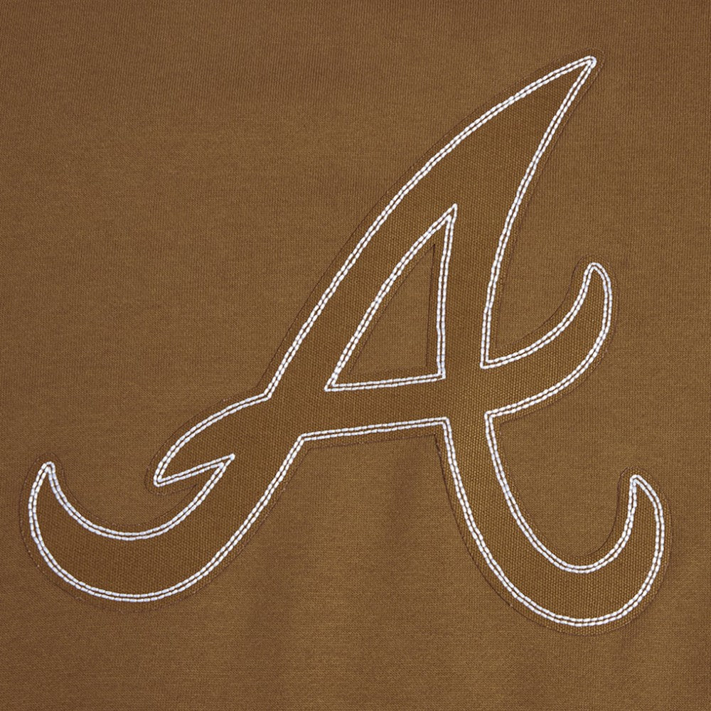 Atlanta Braves Pro Standard Paint The City Dropped Shoulder Pullover Sweatshirt - Brown