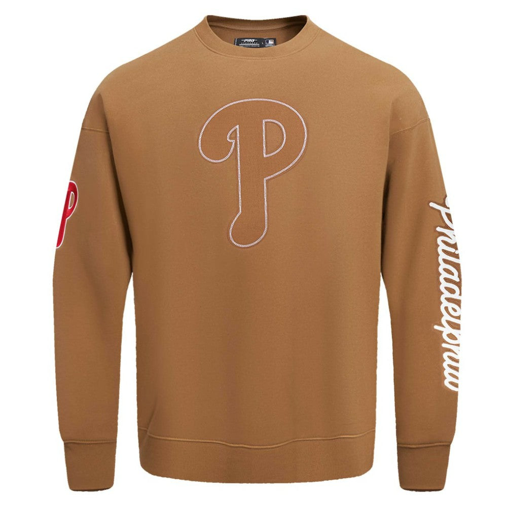 Philadelphia Phillies Pro Standard Paint The City Dropped Shoulder Pullover Sweatshirt - Brown