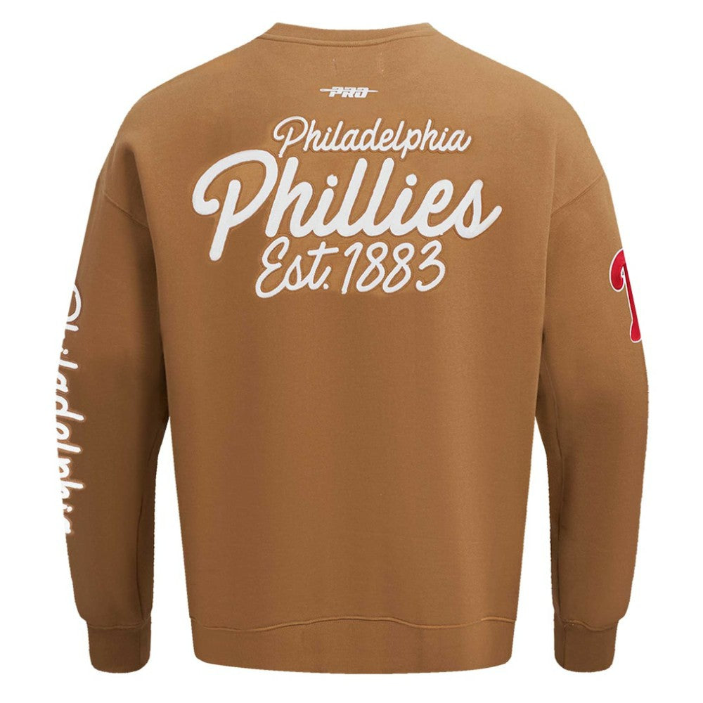 Philadelphia Phillies Pro Standard Paint The City Dropped Shoulder Pullover Sweatshirt - Brown
