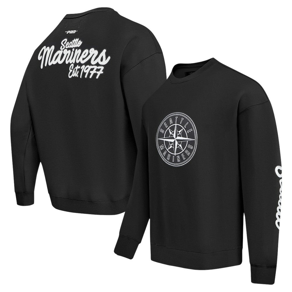Seattle Mariners Pro Standard Paint The City Dropped Shoulder Pullover Sweatshirt - Black