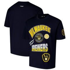 Milwaukee Brewers Pro Standard Turn It Up Dropped Shoulder T-Shirt - Navy