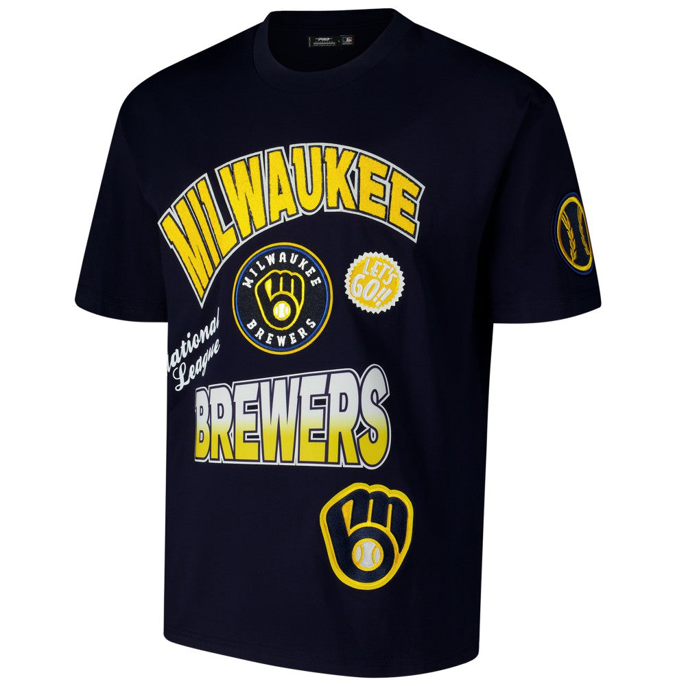 Milwaukee Brewers Pro Standard Turn It Up Dropped Shoulder T-Shirt - Navy