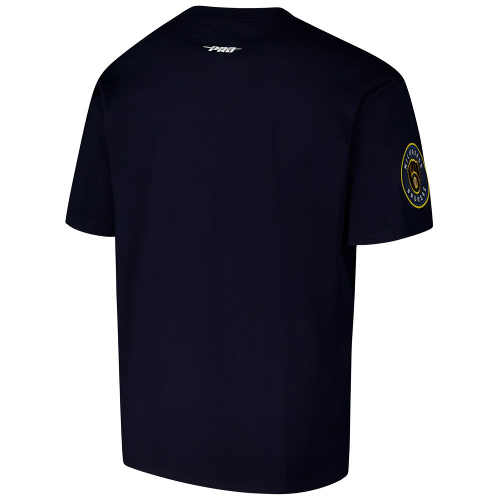 Milwaukee Brewers Pro Standard Turn It Up Dropped Shoulder T-Shirt - Navy