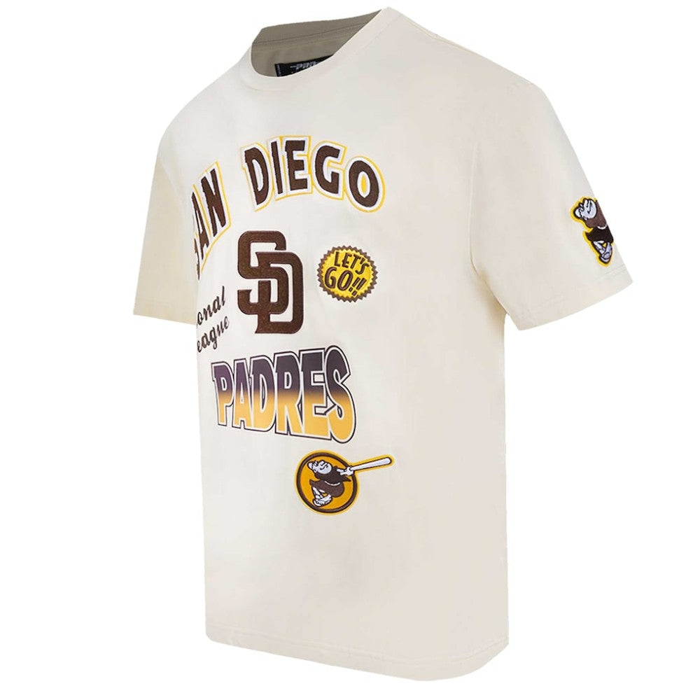 San Diego Padres Pro Standard Turn It Up Dropped Shoulder T-Shirt - Cream