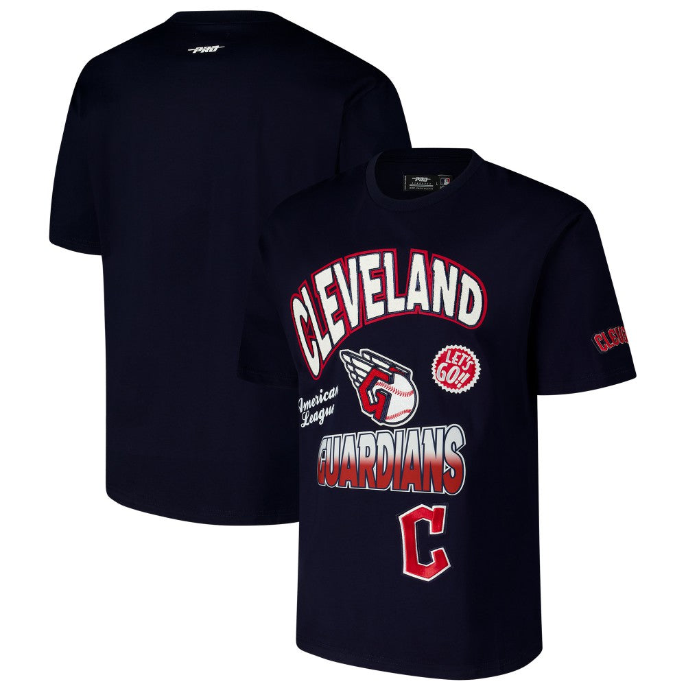 Cleveland Guardians Pro Standard Turn It Up Dropped Shoulder T-Shirt - Navy