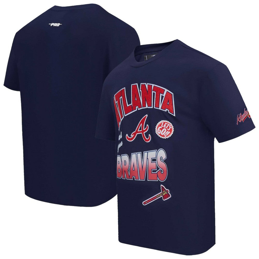Atlanta Braves Pro Standard Turn It Up Dropped Shoulder T-Shirt - Navy