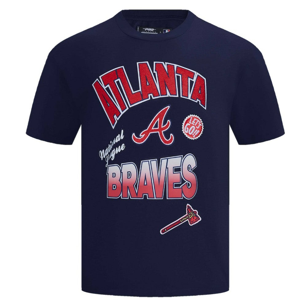 Atlanta Braves Pro Standard Turn It Up Dropped Shoulder T-Shirt - Navy