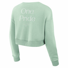 Detroit Lions Women's Studio Tri-Blend Cropped Pullover Sweatshirt - Mint on sale