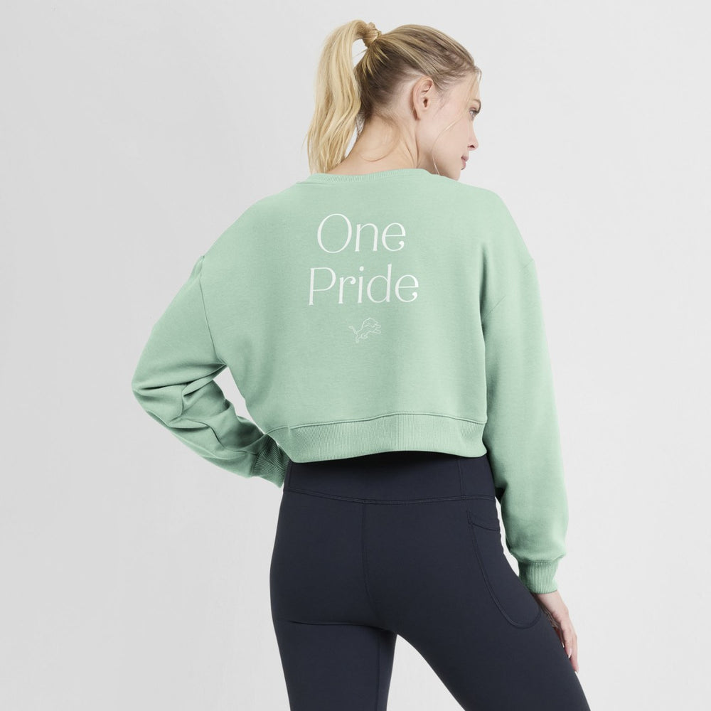 Detroit Lions Women's Studio Tri-Blend Cropped Pullover Sweatshirt - Mint on sale