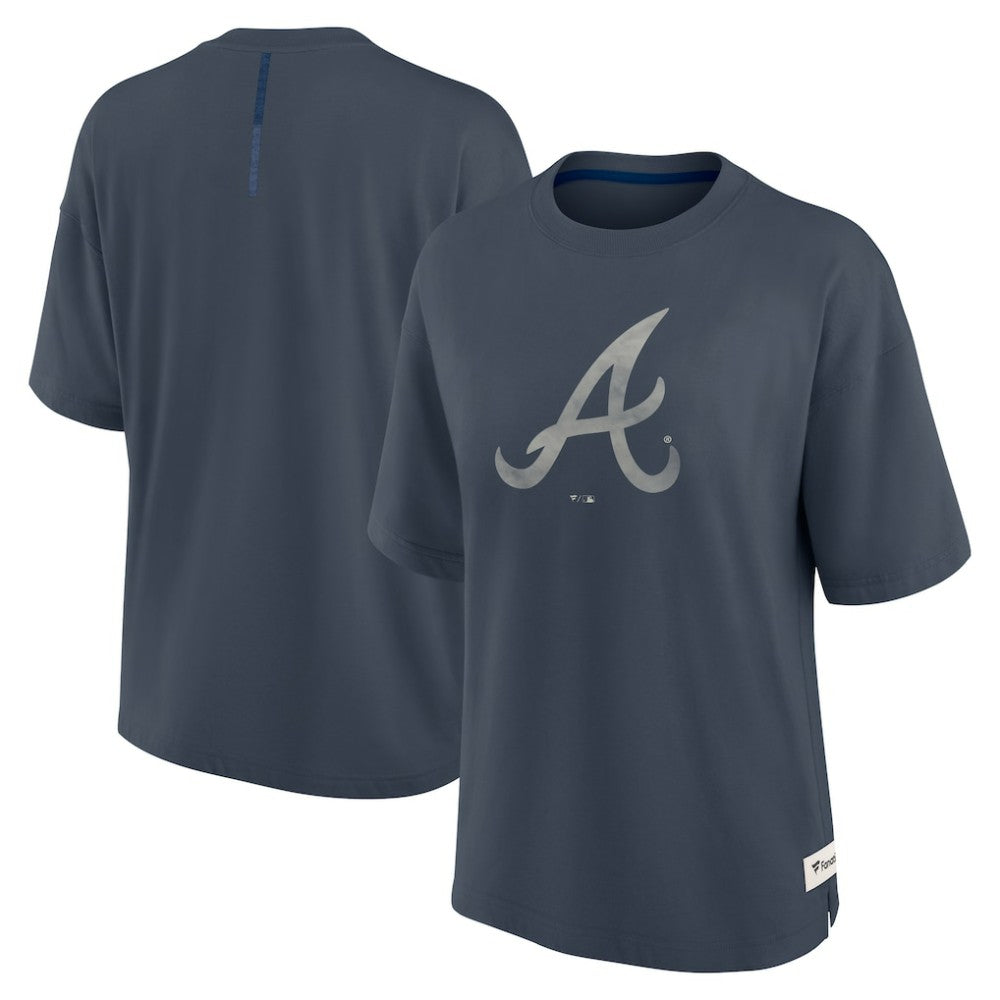 Atlanta Braves Women's Oversized Elements Raw Edge Future Ground T-Shirt - Blue